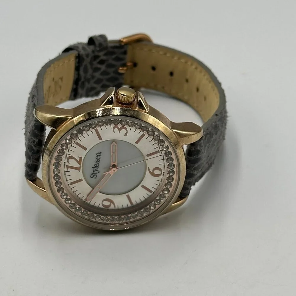 3/$30 Style & Co  Watch Women Rose Gold Tone Grey Snake Print Band 9 Inch